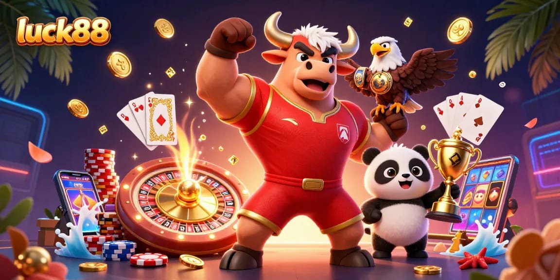 Win big with luck88 at a vibrant online casino, featuring dynamic game elements.
