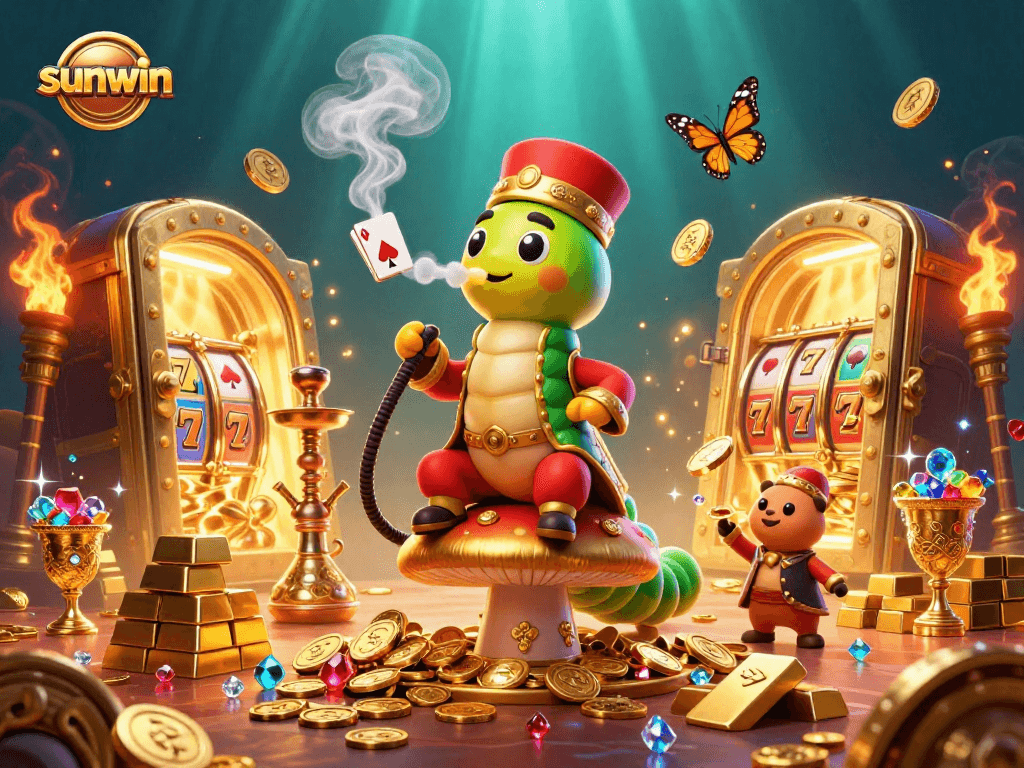 Experience the thrilling world of sunwin casino with vibrant slot elements and captivating characters.