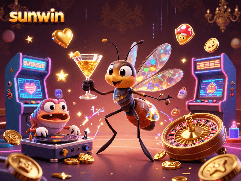 Engage with sunwin's vibrant 3D casino world featuring a unique mosquito mascot.