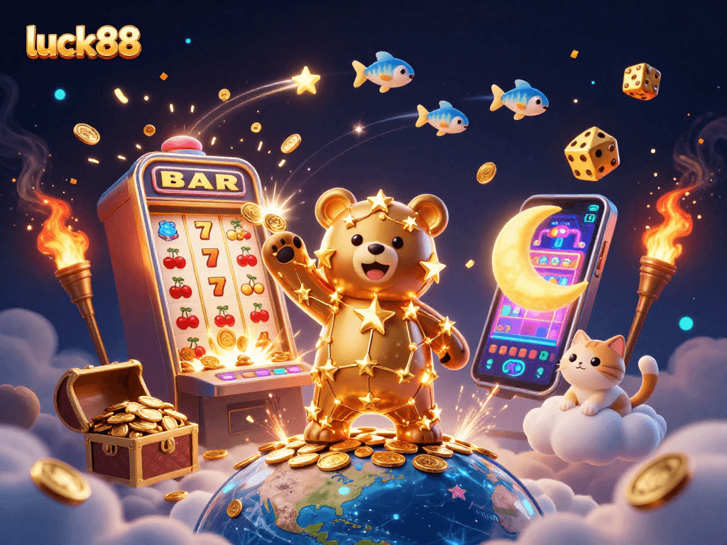 Engage with luck88 by enjoying thrilling casino games amidst a vibrant cosmic scene.