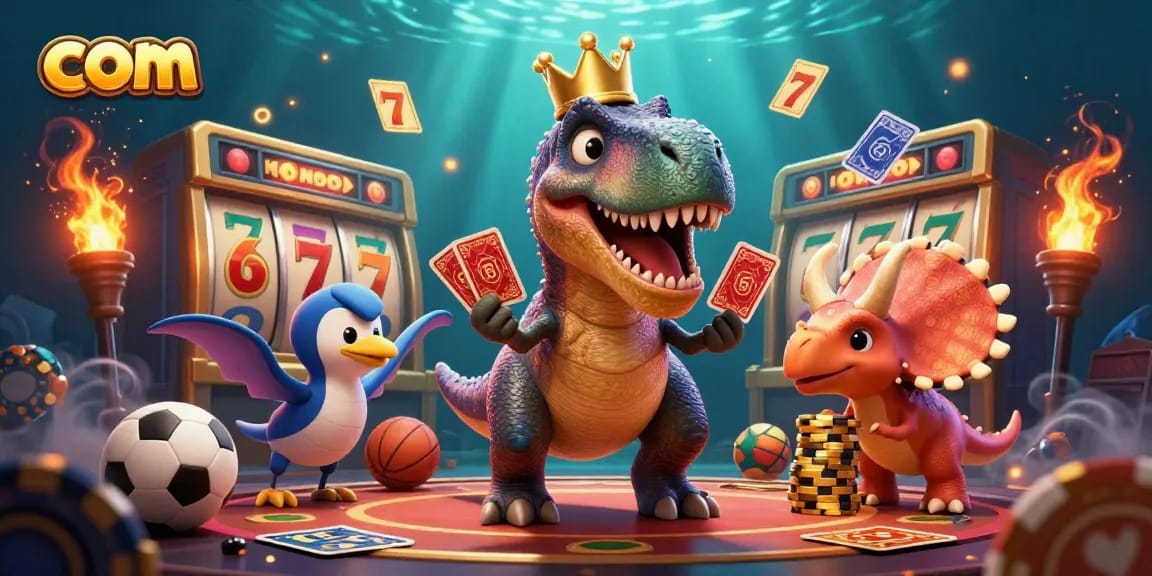 Engage in thrilling gaming action at com with dynamic 3D characters and casino elements.