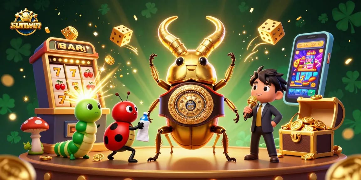 Win big at Sunwin with vibrant 3D casino elements showcasing exciting games and characters