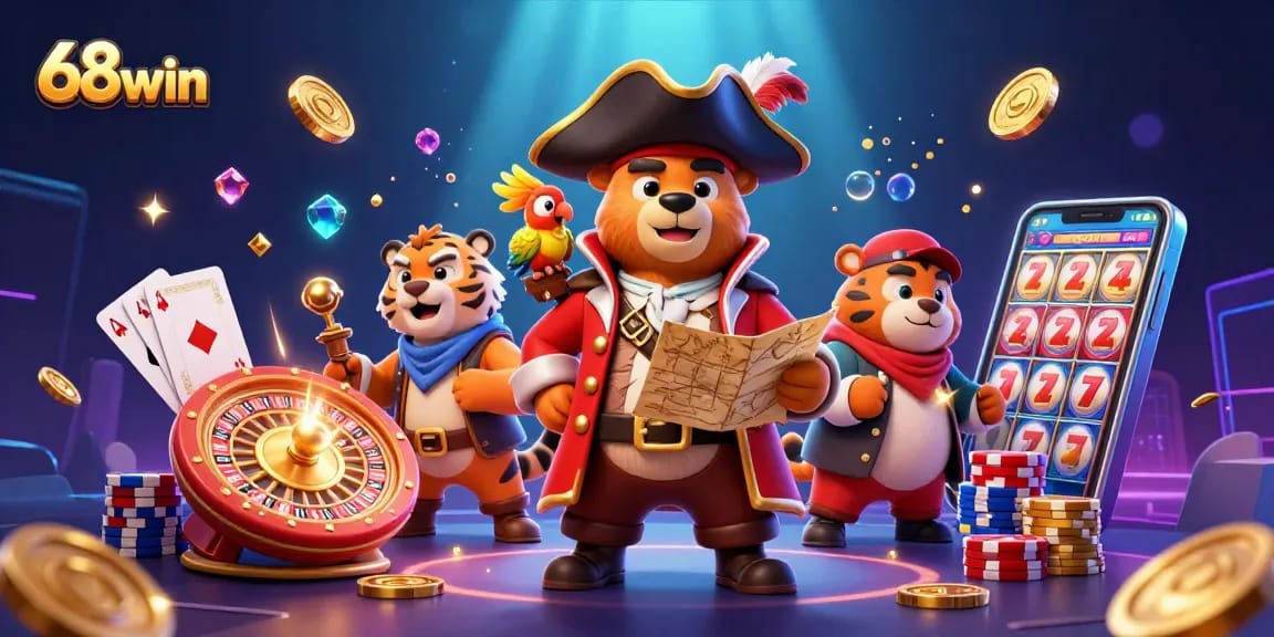 Experience thrilling gameplay with 68win as the pirate bear and tiger embark on a treasure-filled adventure.