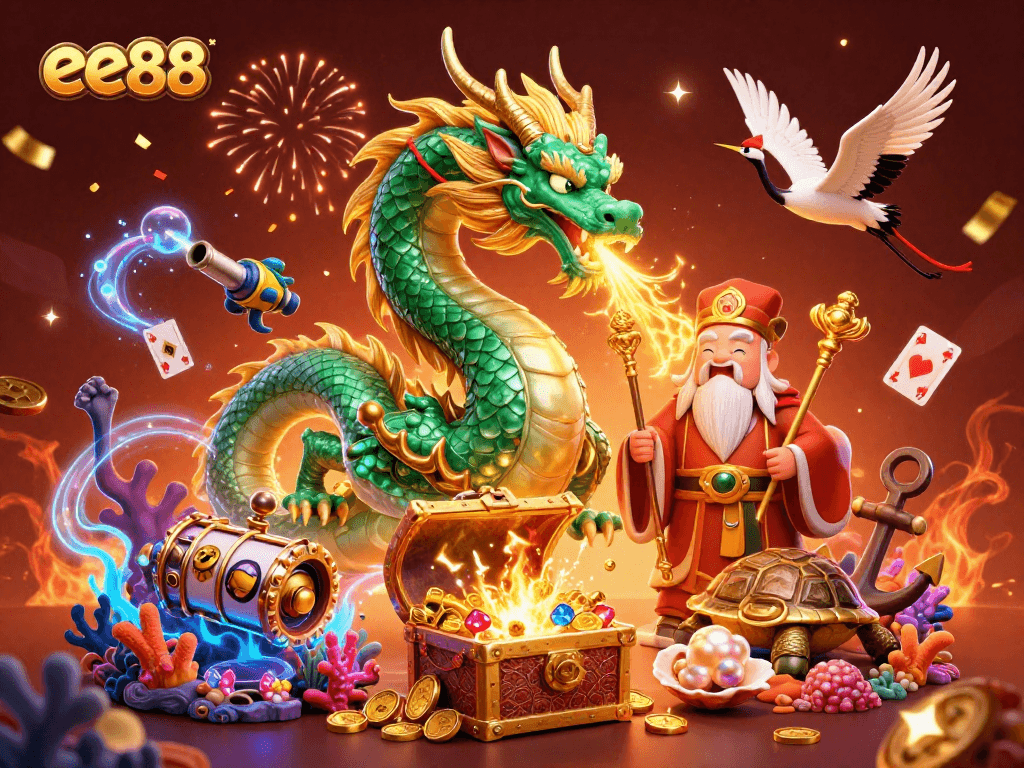 Experience winning moments at ee88 with dynamic 3D casino illustrations featuring vibrant gaming elements.