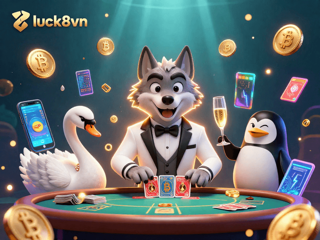 Engage with luck8vn and experience the thrill of EUR and GBP gaming with colorful neon graphics.