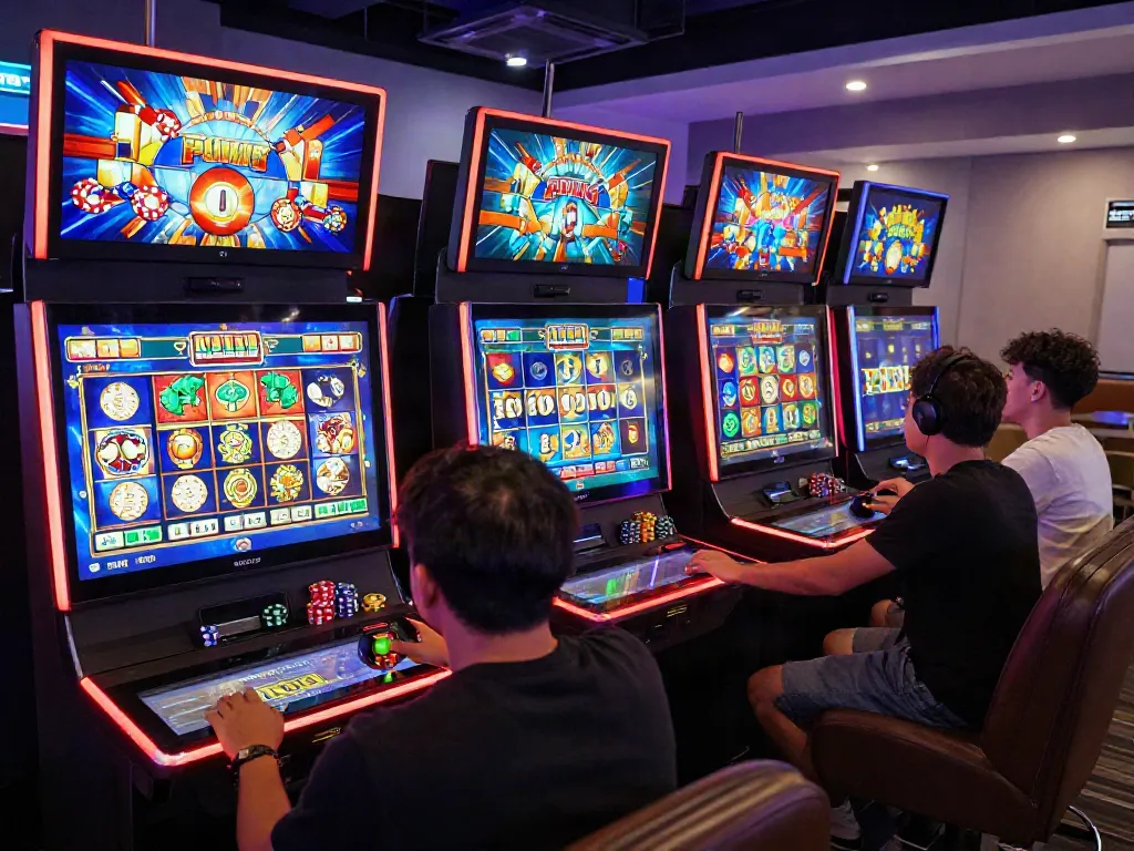 Koitoto players enjoying an engaging slot gaming experience in a vibrant lounge setting.