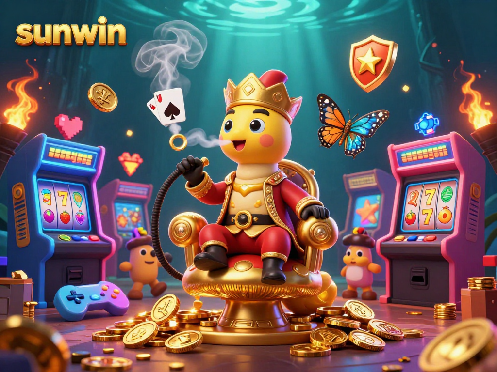 Experience winning with sunwin in this engaging 3D illustration of a casino gaming scene.