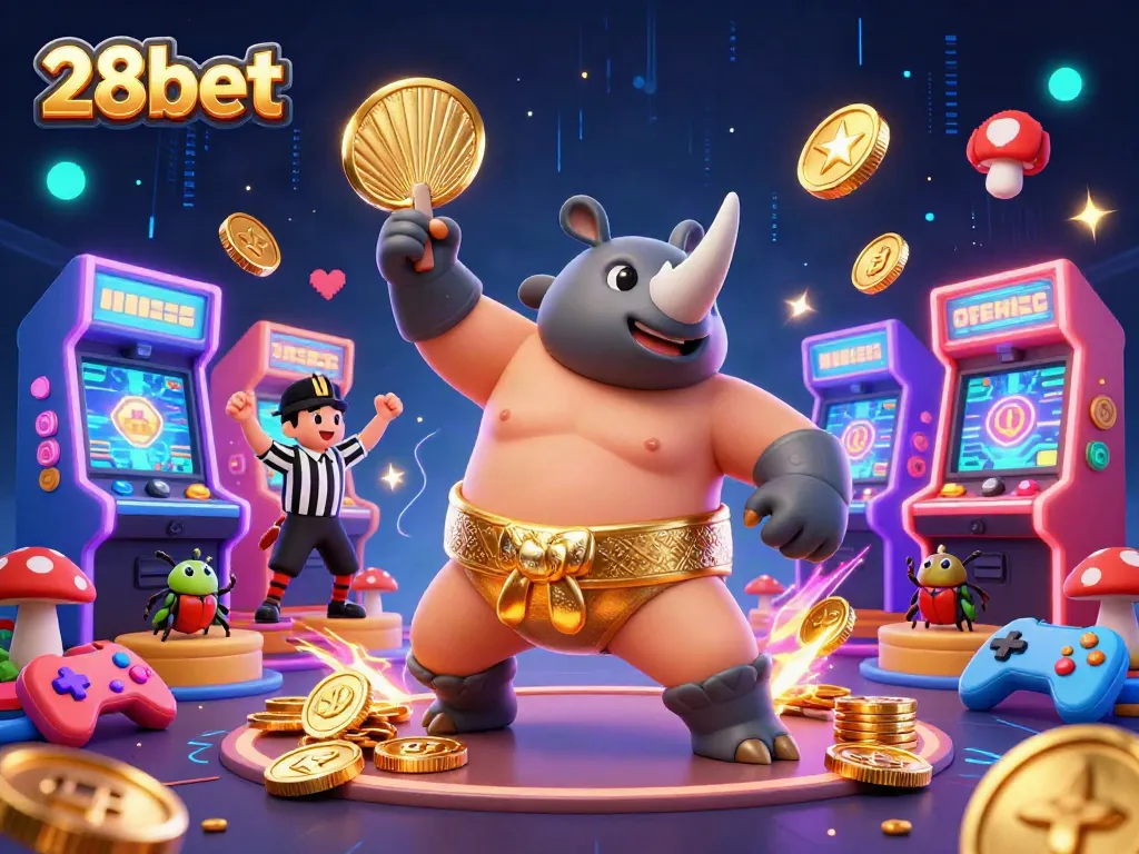 Experience excitement with 28bet in a vibrant casino scene filled with colorful gaming elements.