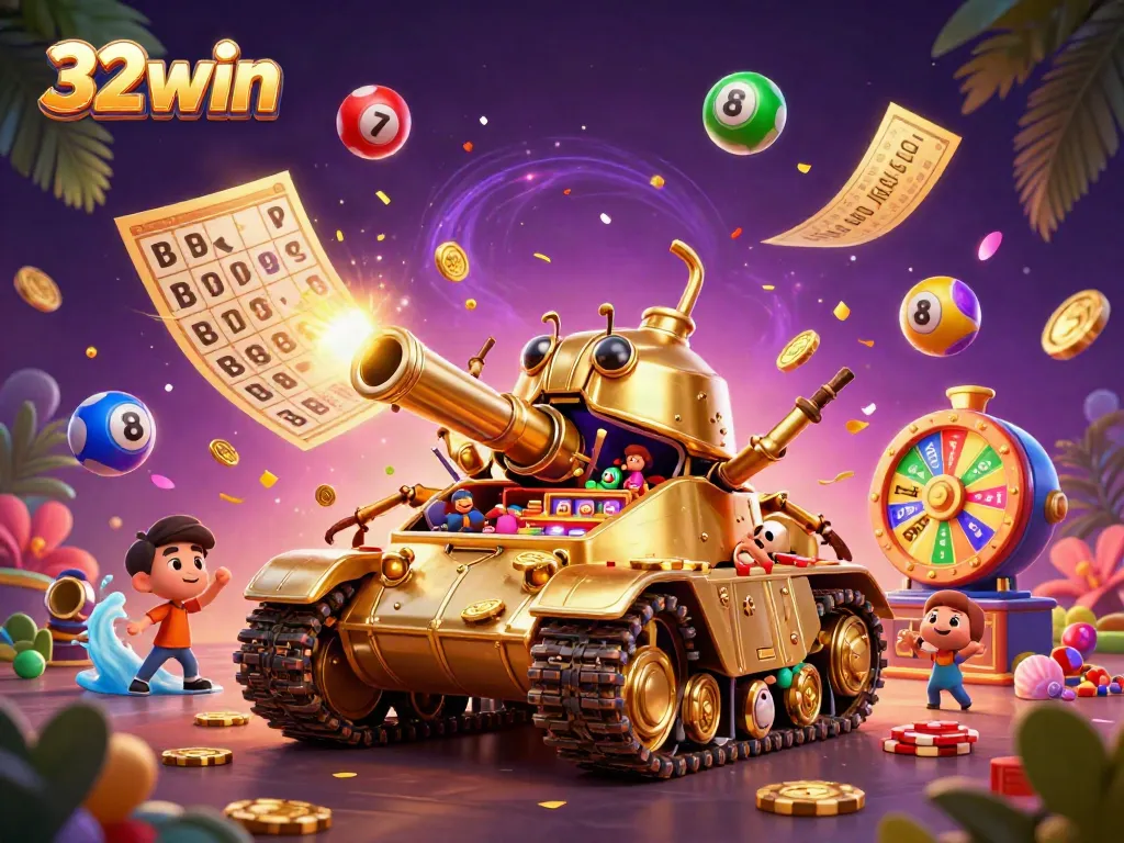 Experience the thrill of 32win with our vibrant 3D casino scene showcasing dynamic gameplay and excitement.