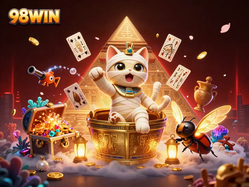 Experience the thrills of 98WIN with an immersive pyramid casino adventure featuring treasure and games.