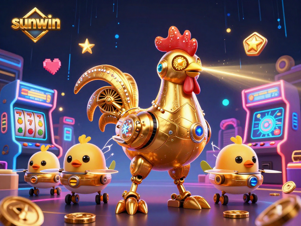 Experience thrilling wins with sunwin’s vibrant gaming universe featuring a golden rooster and arcade games.