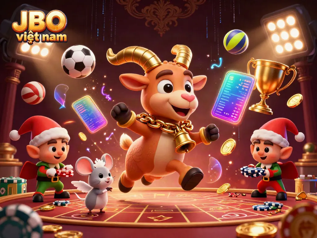 Engage in festive gaming excitement at JBO việt nam's dynamic casino featuring cartoon characters.
