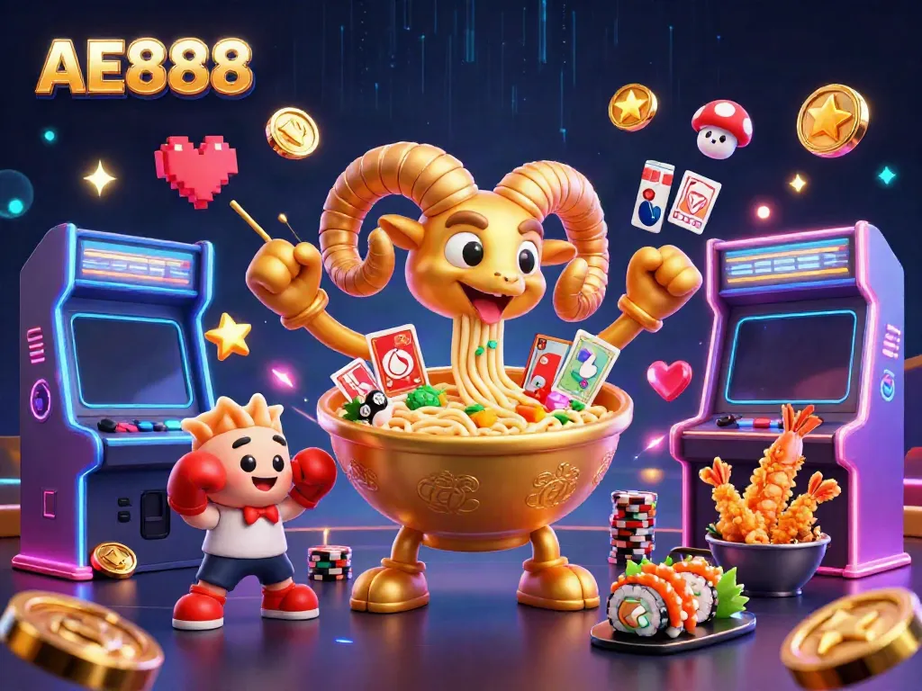 Engage with vibrant AE888 casino visuals showcasing lively characters and gaming elements.