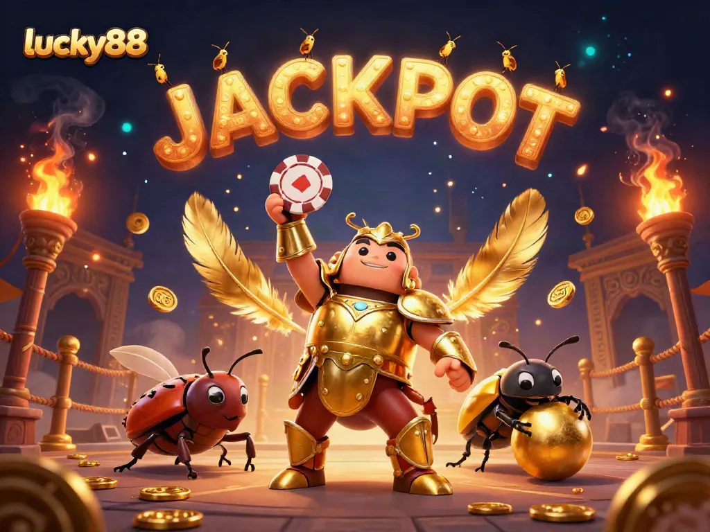 Experience the thrill of lucky88 with a dynamic scene of characters and casino elements celebrating big wins.
