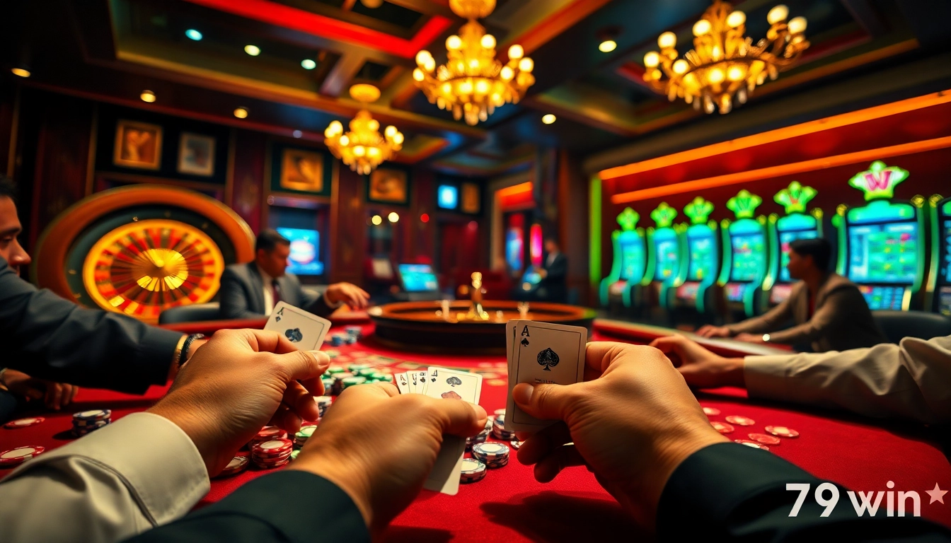 Experience the thrill of poker at 79win, with vibrant games and professional players fully engaged.