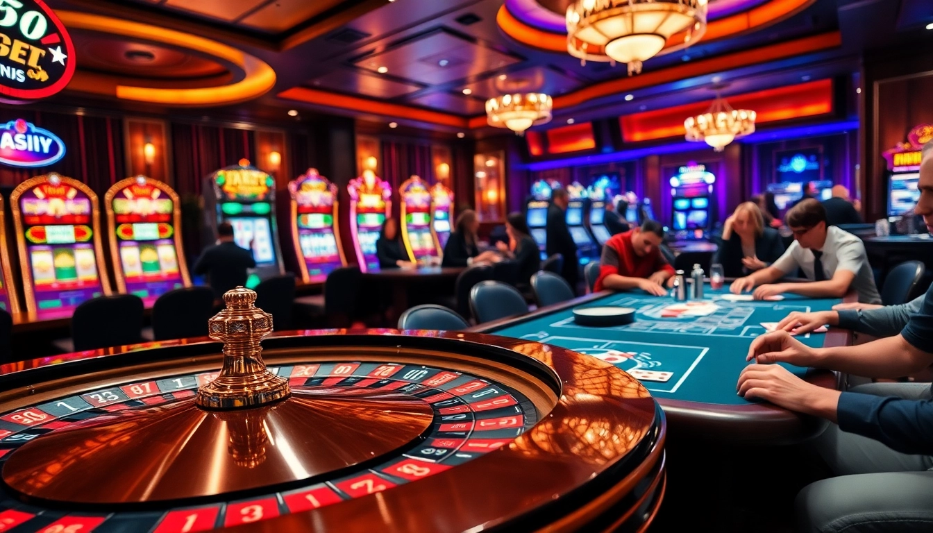 Players enjoying an exciting moment at XX88 casino with roulette and poker tables.