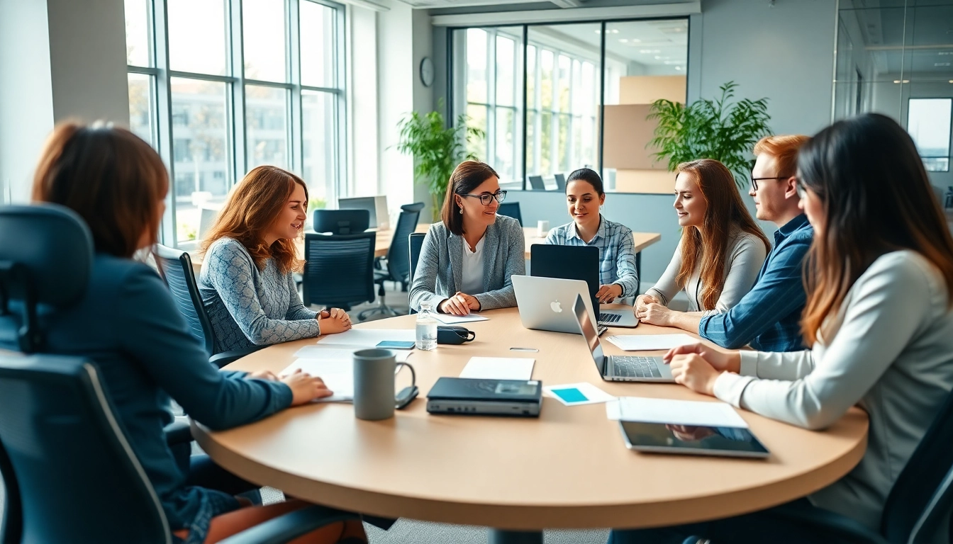 Meeting focused on dyspraxia at work support with employees collaborating effectively.
