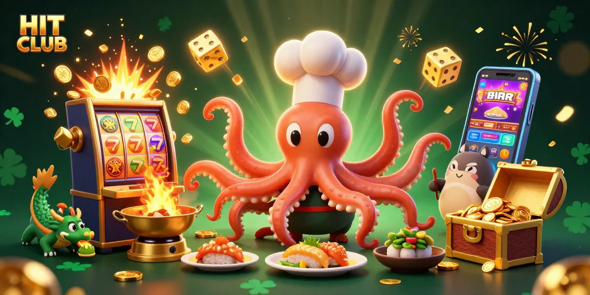 Join the HIT CLUB adventure with a vibrant casino scene featuring dynamic characters and exciting gaming elements.