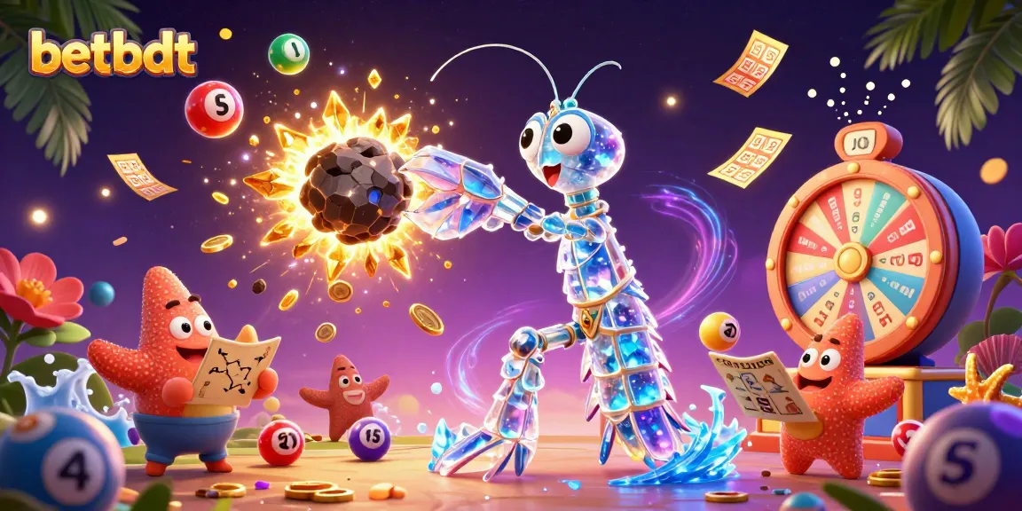 Engage players with betbdt's colorful 3D galaxy scene filled with vibrant lottery elements and exciting casino imagery.