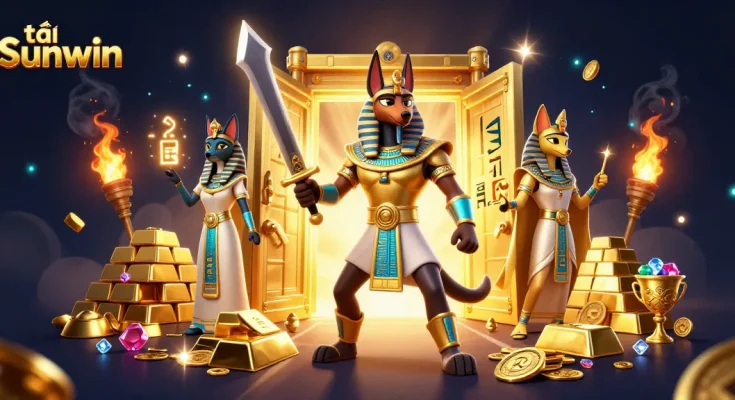 Experience the thrill of gaming with tải Sunwin, featuring gold treasures and ancient Egyptian characters.
