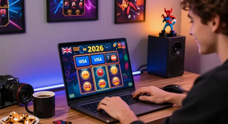 Player exploring the best credit card casinos in the UK for 2026 at https://fimltd.co.uk with vibrant gaming visuals and credit card options.