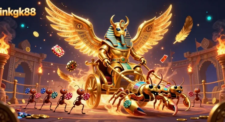 Experience thrilling action with linkgk88 in an artistic 3D casino scene featuring vibrant characters and game elements.