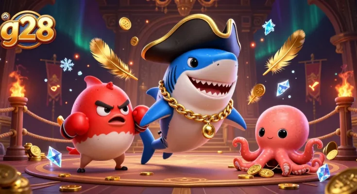 Bet on g28 with a vibrant pirate scene featuring characters and dynamic gaming elements.