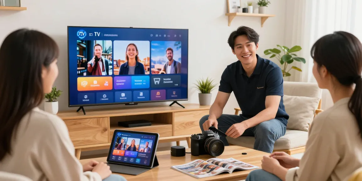 Professional IPTV Service setup in a local home, showcasing the trusted provider and nearby business.